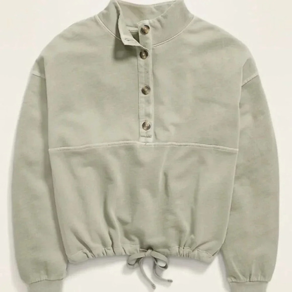 Old Navy Garment-Dyed Mock-Neck Henley Sweatshirt - Picture 2 of 5